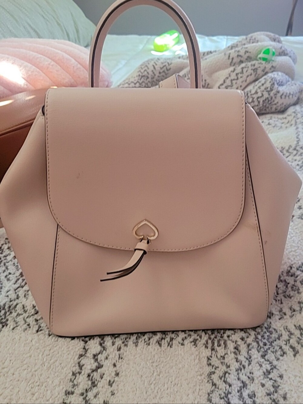 Blush Pink Structured Top-Handle Backpack Purse